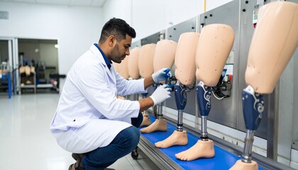 Manufacturing of prosthetics using precision tools.