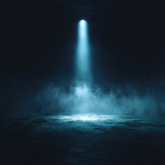 Spotlight illuminates a dark, smoky space