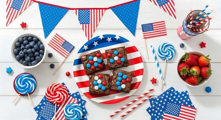 Obraz premium Patriotic fourth of july treats and decorations