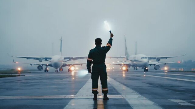 Marshaller at the airport.