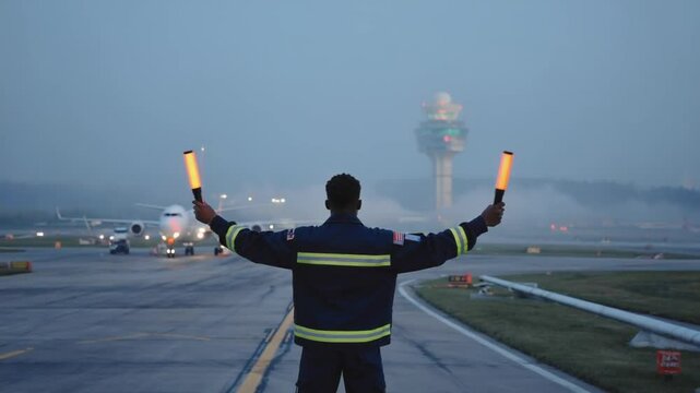 Marshaller at the airport.