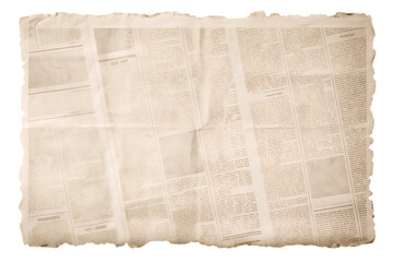 Old newspaper texture isolated on a white background png ai generated