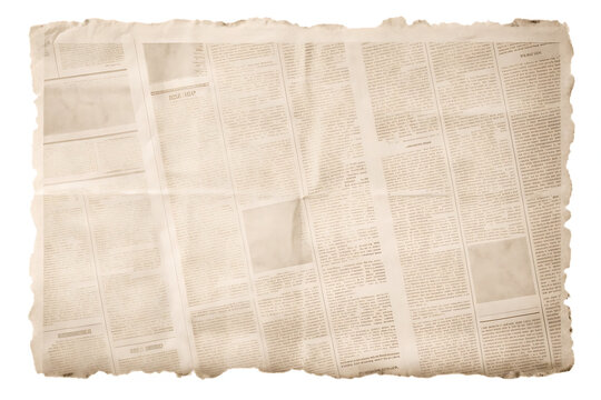 Old newspaper texture isolated on a white background png ai generated
