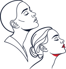 Elegant Line Art Portraits of Two Women A Study in Grace and Beauty