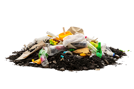 Pile of trash isolated on a white background png ai generated