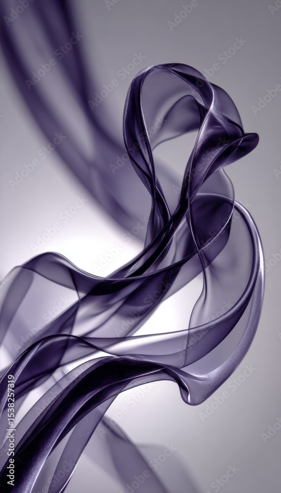 Poster abstract liquid violet flow with delicate waved motion on subtle gradient texture surface background