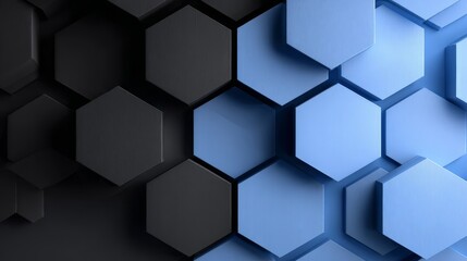Fototapeta premium Stunning Blue Gradient Hexagons Background Texture with 3D Effect for Modern Design Wallpaper Use