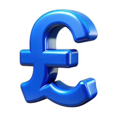 Obraz premium 3d blue pound sterling symbol isolated on transparent background