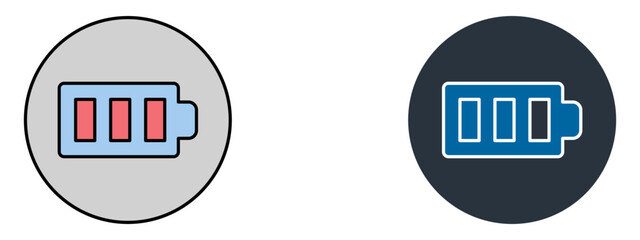 Battery Icon   Power or Energy Level Symbol in Fill and Glyph Blue Style

