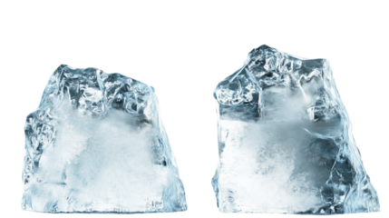 Iceberg, blue ice mountain with white snow and deep crevasses, steep terrain of ice, glacier landscape, blue ice mountain covered in snow, on a transparent backgrounds