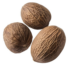 Whole Nutmeg Seeds on White – Ultra-Photorealistic Isolated 8K PNG with Food Texture Focus
