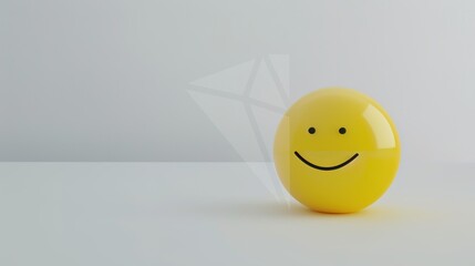 Yellow 3D Smiling Face on White – a cheerful and playful visual. The vibrant yellow smiley pops against the clean white background, radiating positivity and modern charm.