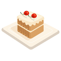 Tiramisu with topping cherry fruit fresh