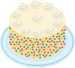 vector illustration of a birthday rainbow cake with candy color