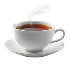 A cup of steaming tea on transparent background
