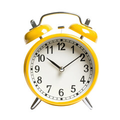 A yellow alarm clock face on transparent background