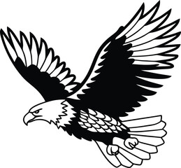 Eagle Flying Over Mountains Vector Illustration
