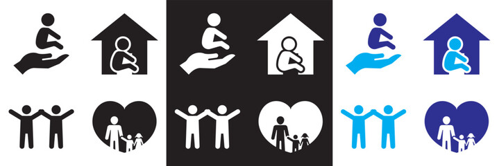 Child care icon.  international children day. Vector for websites, mobile interfaces, presentations, banner, visual branding etc. Vector illustration. isolated on white and black background. EPS 10