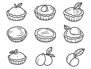 Creative Peach Tart Vector Line Art For Menu Design 