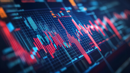 Transparent Digital 3D Stock Market Analysis in PNG with Growth Charts and Financial Investment Data. 