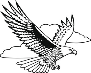 Stylized Eagle Outline Vector Illustration
