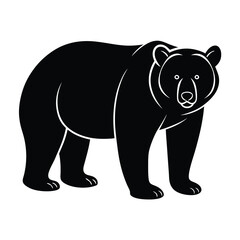 Fototapeta premium Minimalist Bear Silhouette in Clean Black Vector Style