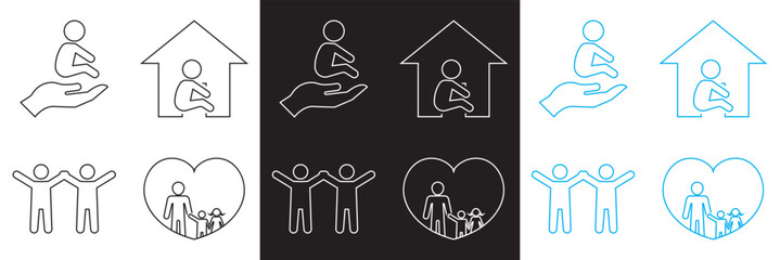 Child care icon.  international children day. Vector for websites, mobile interfaces, presentations, banner, visual branding etc. Vector illustration. isolated on white and black background. EPS 10