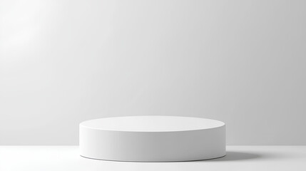 White podium isolated on white background. Empty product presentation pedestal display stand. 