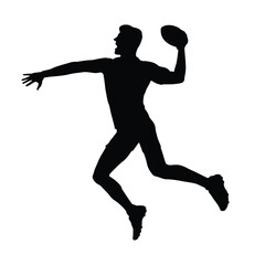 Silhouette of a Male Rugby Athlete Throwing the Ball in a Dynamic Action Pose