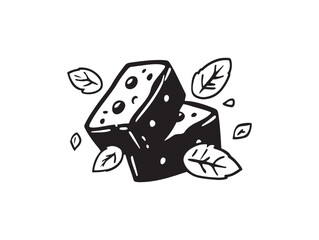 Delicious Mint Chocolate Chip Ice Cream Line Art Vector 