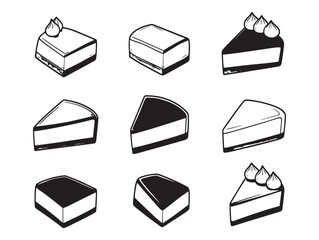 Delicious Mocha Cheesecake Hand Drawn Line Art Vector 