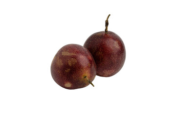 two passion fruits isolated on transparent background.