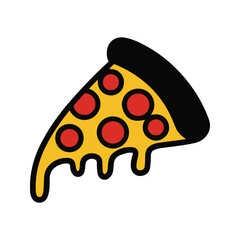 Vector illustration of pizza slice with colorful red yellow design
