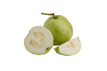 fresh guava fruit with slices on transparent background