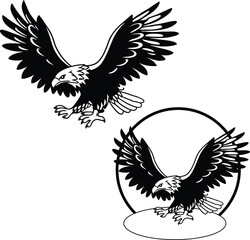 Eagle Landing Silhouette Vector Illustration
