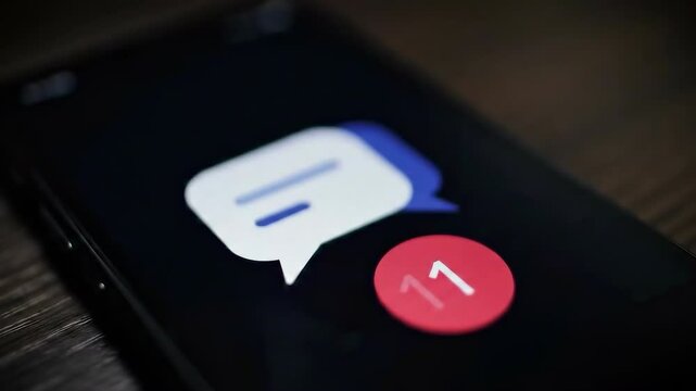 Smartphone message notification with unread messages icon, digital communication and anticipation – concept of connectivity and technology