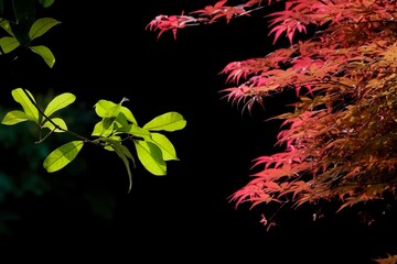 red and green leaves