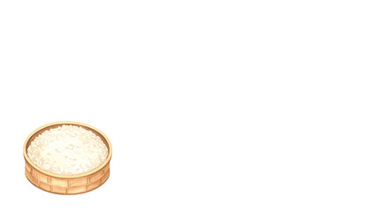 酢飯、飯台、お米の入った桶のイラスト
