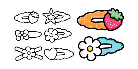 Sweet Cutie, Hand Drawing, Holiday Coloring Fun, Vector illustration, hand-drawn, flat design illustration, Bold Easy Coloring, Cute and Groovy Designs for Relaxation,	
