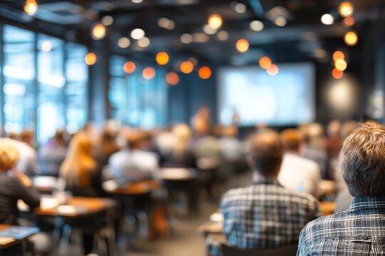 Conference room or seminar meeting room in business event. Session of Government. Academic classroom training course in lecture hall. blur abstract background. working in modern bright office indoor