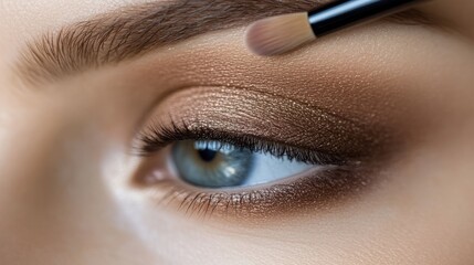 Close-up eye makeup application