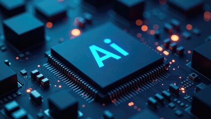 Artificial intelligence microchip powering innovative technology on circuit board