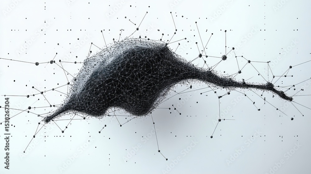 Poster low poly concept of neuron network with brain cell connection points and neural communication visual