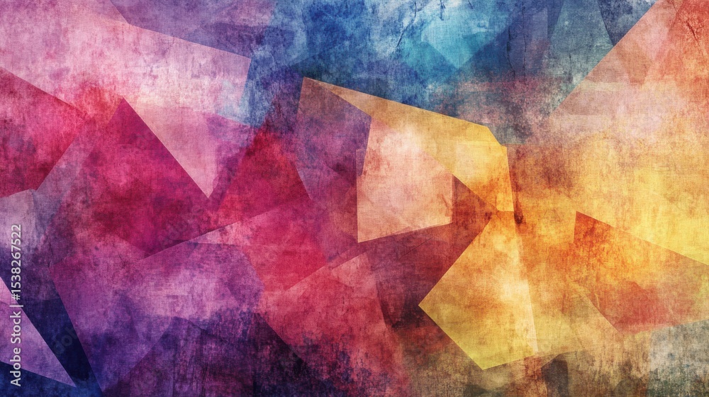 Poster abstract geometric shapes with vibrant colors and textures