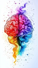 clean animated-style line art with minimal colors, showing simplified brain function failure in vertical layout