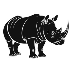 Obraz premium Minimalist Rhinoceros Silhouette in Black Vector Style