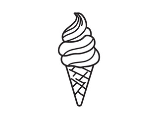 Hand drawn ice cream cone line art vector 