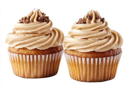 Mini cupcakes with frosting isolated on a white background, png