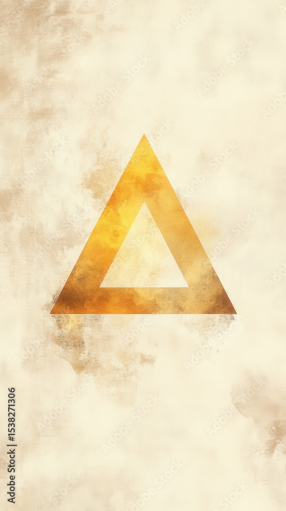 Poster Golden triangle shape on plain background in studio
