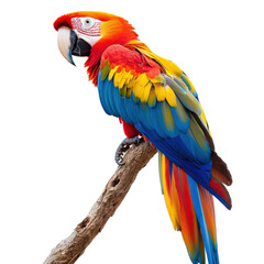 Obraz premium Parrot on a tree branch on transparent background